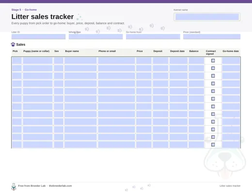 Litter sales tracker preview