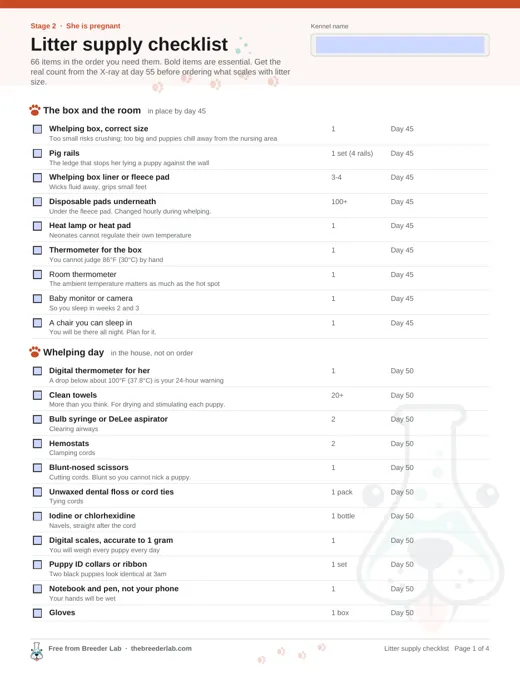 Litter supply checklist preview