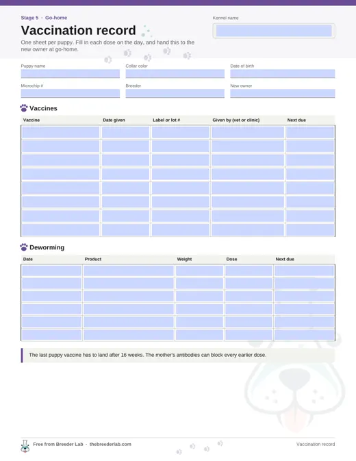 Vaccination record preview