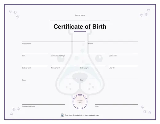 Birth certificate preview